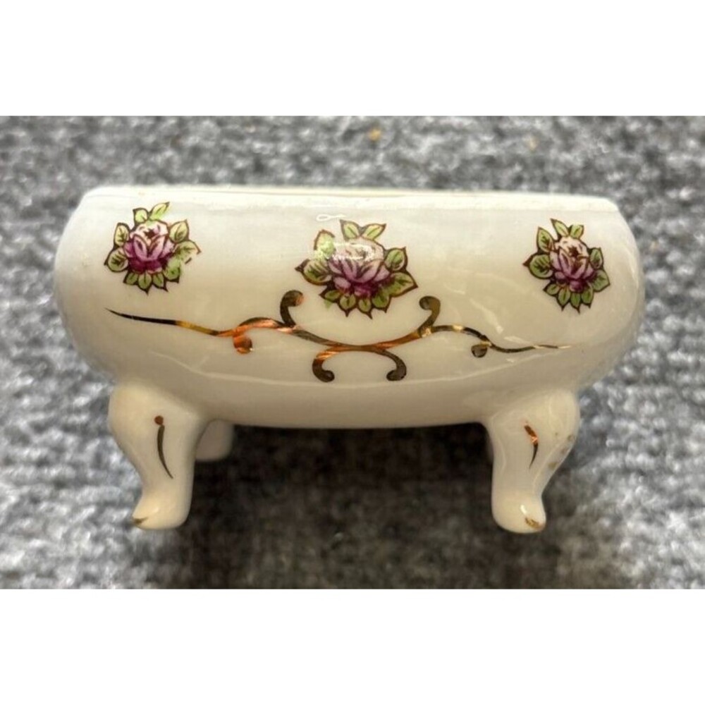 Potpourri Dish Floral Gold Trim 4 Legs Fairyland China White Bowl Decor Vintage